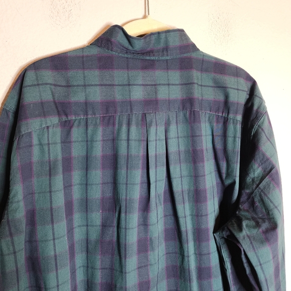 NWT Gap Green Blue Purple Plaid Long Sleeve Button Down Shirt Size XL - Picture 10 of 15